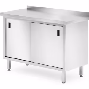 Table murale avec placard, portes coulissantes – soudée, HENDI, Profi Line, 1200x600x(H)850mm
