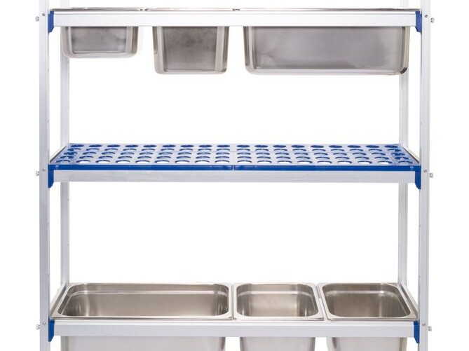 Rayonnage en aluminium pour bacs gastronormes - cuisine professionnel de qualité
