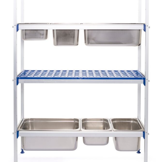 Rayonnage en aluminium pour bacs gastronormes - cuisine professionnel de qualité