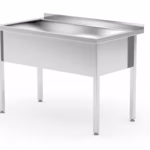 Table avec bac de lavage simple – soudé,  profondeur 7... - restauration professionnel de qualité