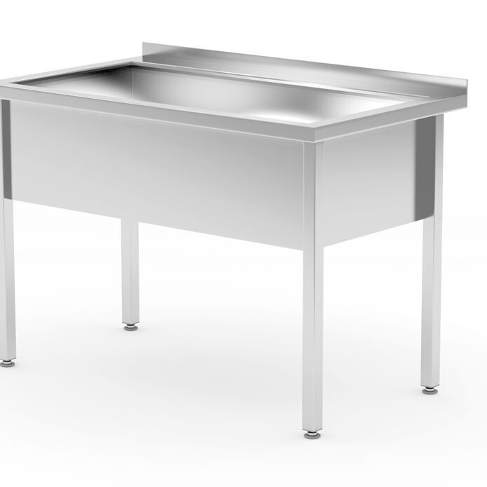 Table avec bac de lavage simple – soudé,  profondeur 7... - restauration professionnel de qualité
