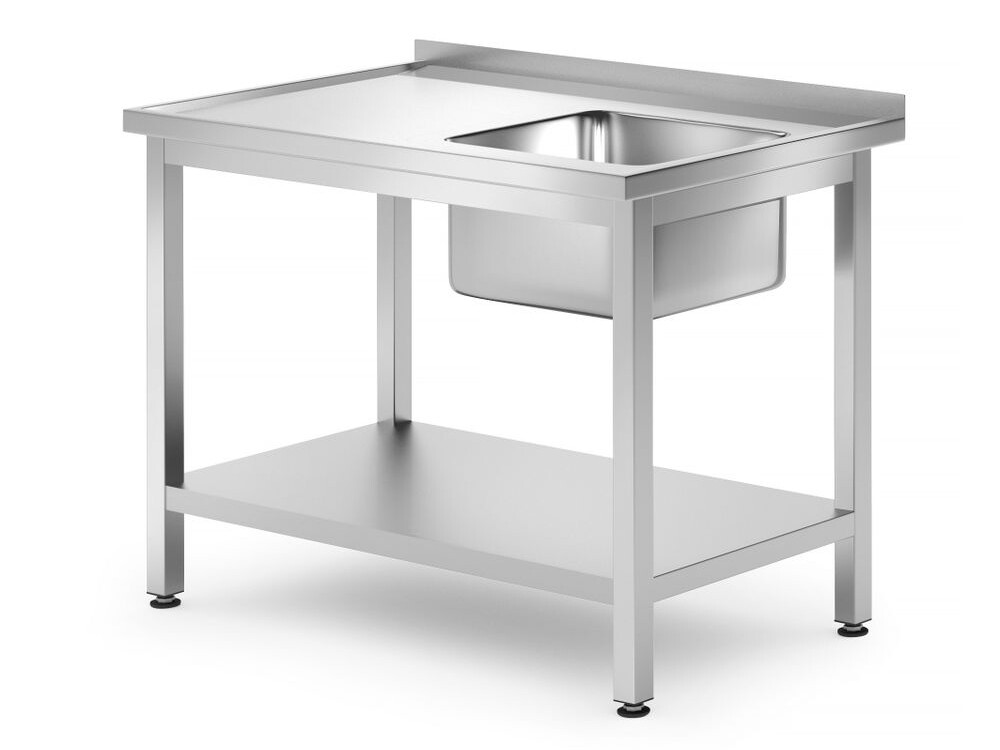 Table d’évier avec étagère – vissée,  profondeur ... - équipement professionnel de qualité