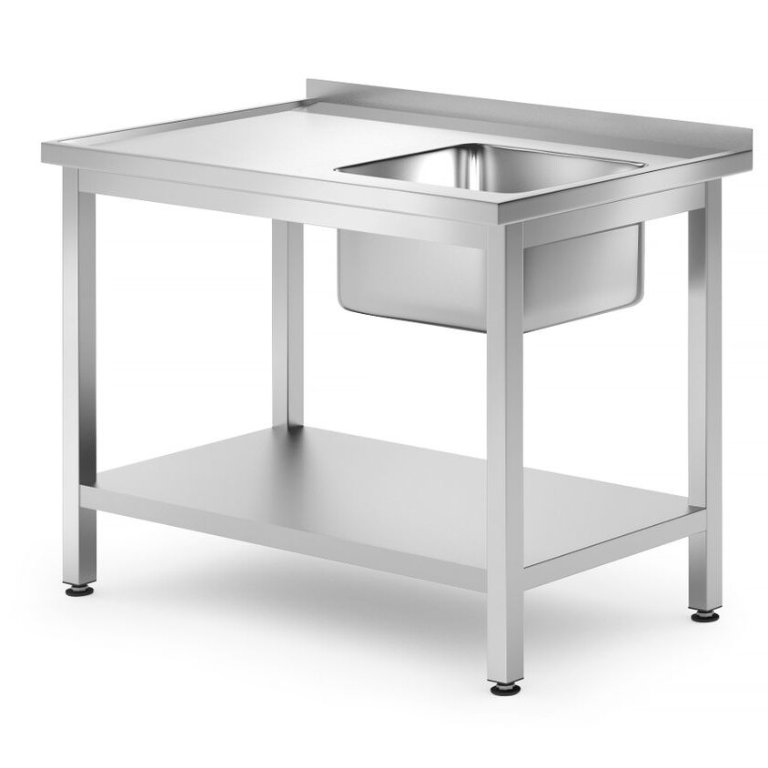 Table d’évier avec étagère – vissée,  profondeur ... - équipement professionnel de qualité