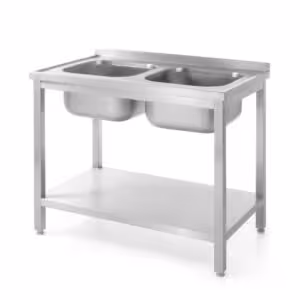Table avec 2 éviers,  avec étagère – vissée,  ,  Pr... - restauration professionnel de qualité