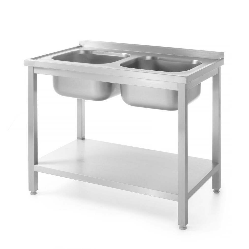 Table avec 2 éviers,  avec étagère – vissée,  ,  Pr... - restauration professionnel de qualité
