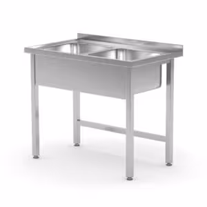 Table avec 2 éviers – soudée,  ,  Kitchen Line - restauration professionnel de qualité