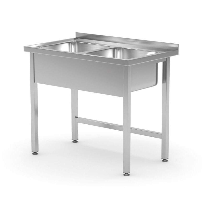 Table avec 2 éviers – soudée,  ,  Kitchen Line - restauration professionnel de qualité
