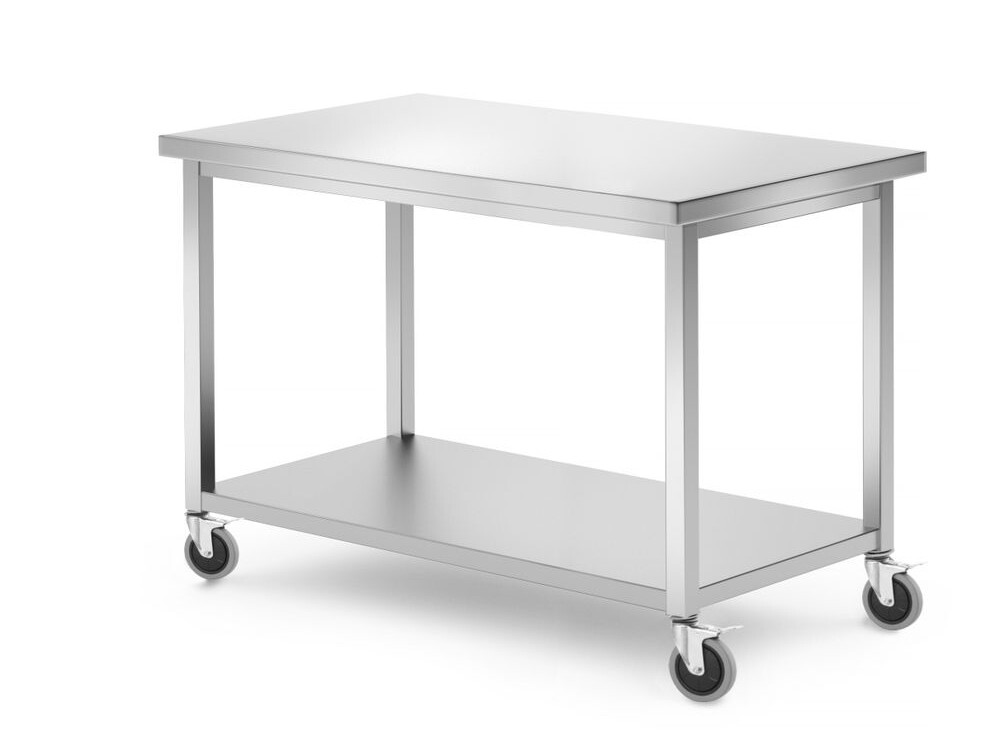 Table de travail mobile, avec étagère – vissée, , ... - professionnel professionnel de qualité