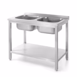 Table avec 2 éviers et étagère,  vissée,  ,  Kitchen ... - cuisine professionnel de qualité