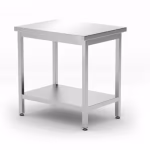 Table de travail centrale avec étagère – vissée,  pr... - professionnel professionnel de qualité