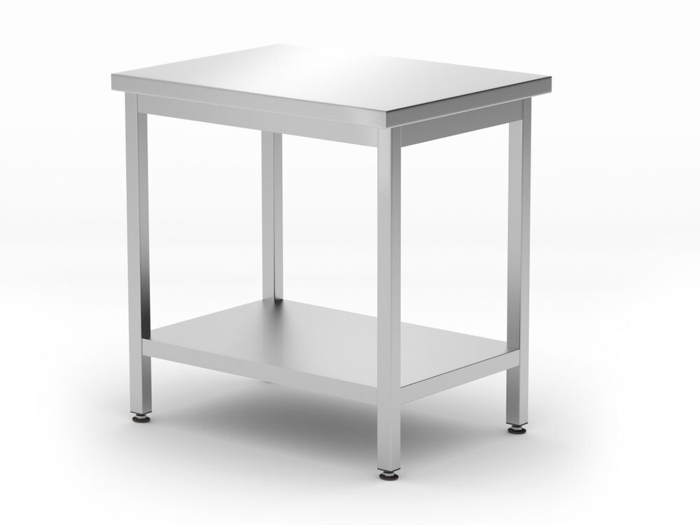 Table de travail centrale avec étagère – vissée, pr... - professionnel professionnel de qualité