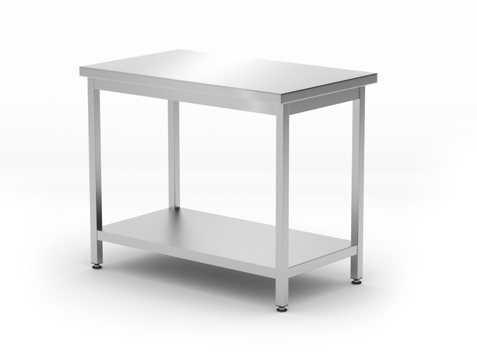 Table de travail centrale avec étagère – vissée, pr... - professionnel professionnel de qualité