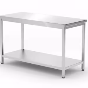 Table de travail centrale avec étagère – vissée,  pr... - professionnel professionnel de qualité