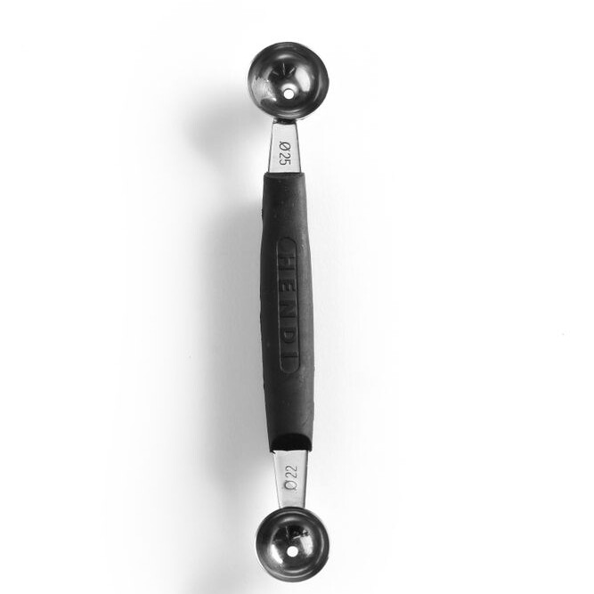 Cuillère à melon double,  ,  ø 22-25 mm,  Noir,  (L)165mm - équipement professionnel de qualité
