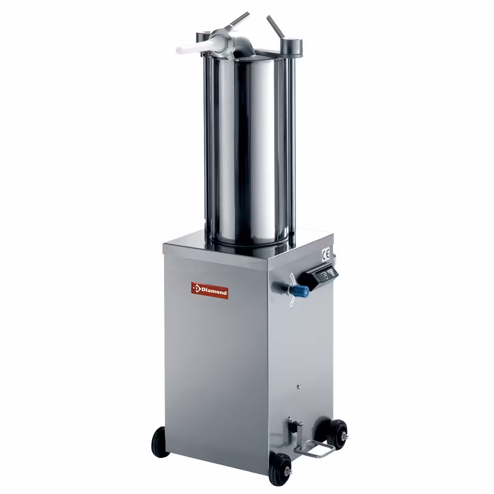 Poussoir hydraulique vertical en inox,  15 litres sur roues - restauration professionnel de qualité
