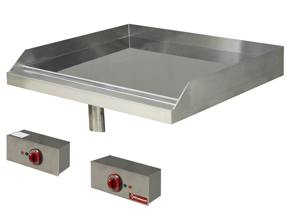 Plaque de cuisson lisse, électrique, chromé, à enca... - cuisine professionnel de qualité