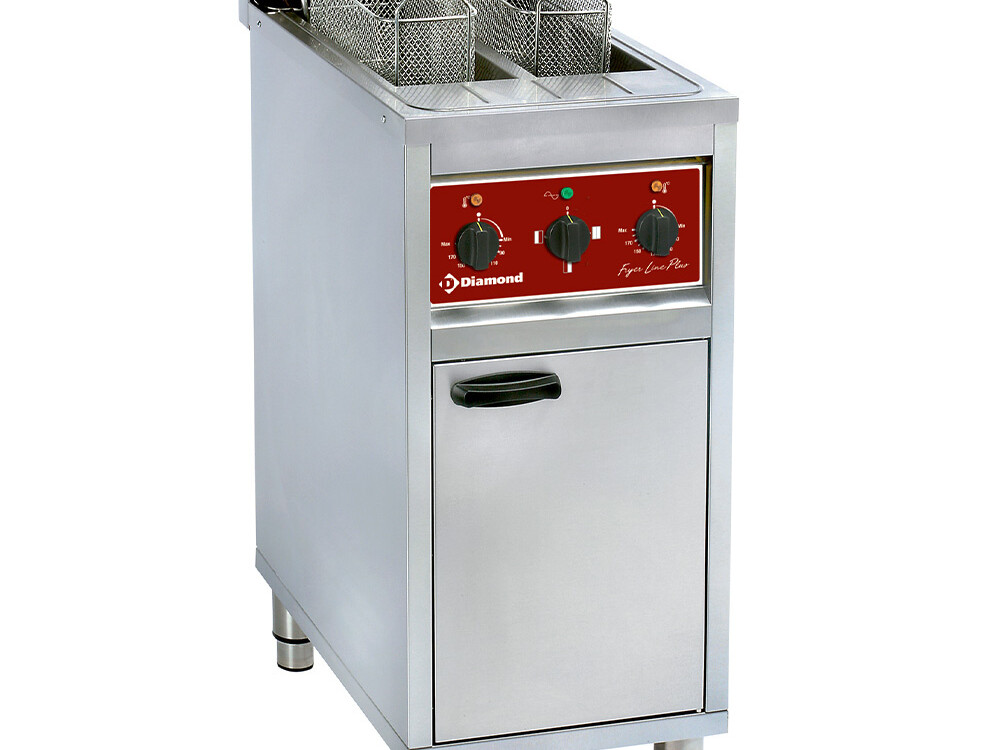 Friteuse électrique 2x 10 lit. sur meuble - cuisine professionnel de qualité