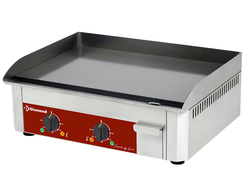 Plaque à snacker électrique, double, surface émaillée - cuisine professionnel de qualité