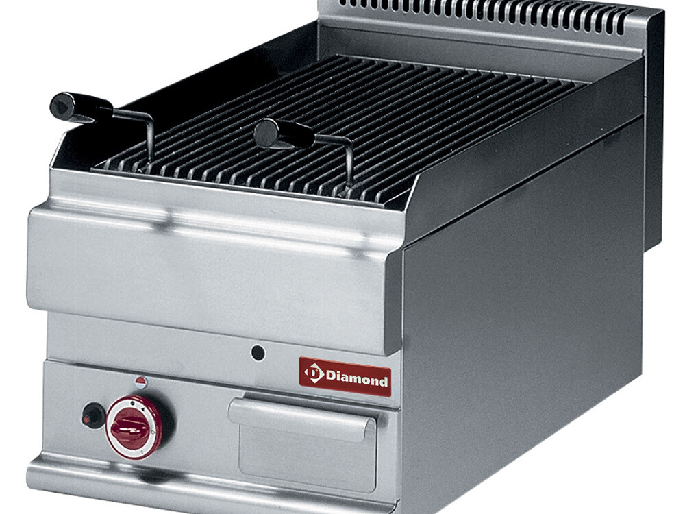 Grill pierre de lave gaz,  grille de cuisson en fonte -Top- - cuisine professionnel de qualité