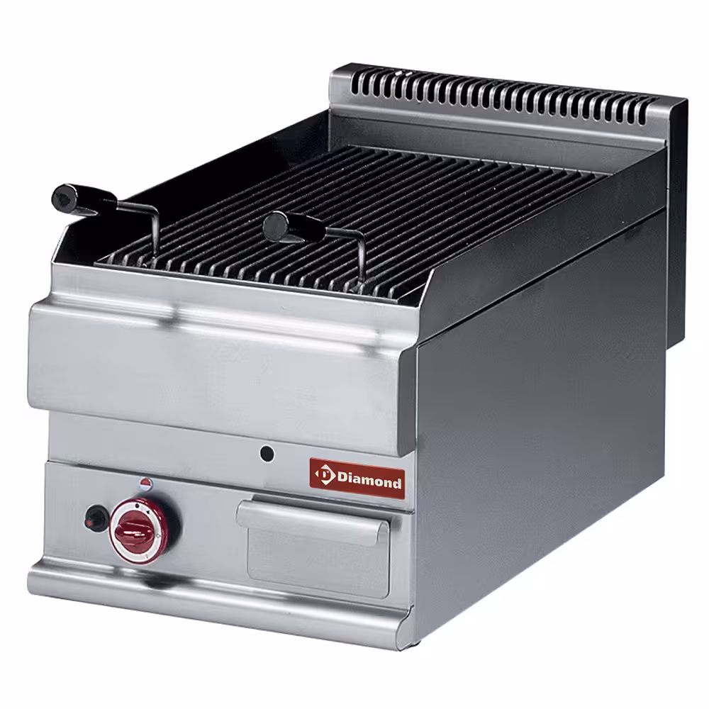 Grill pierre de lave gaz,  grille de cuisson en fonte -Top- - cuisine professionnel de qualité