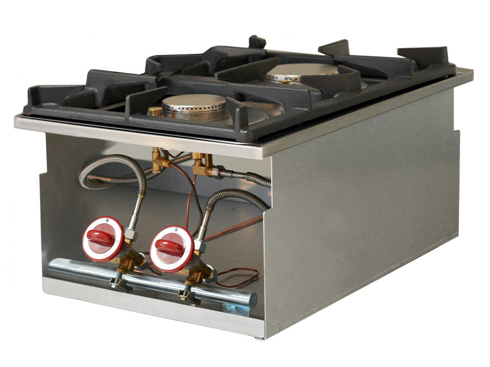 Cuisinière gaz 2 feux vifs,  à encastrer - cuisine professionnel de qualité