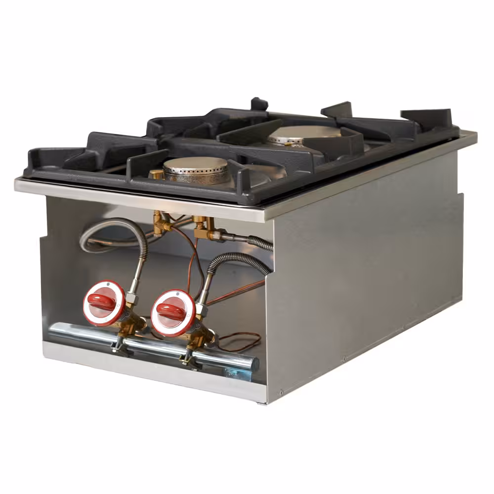 Cuisinière gaz 2 feux vifs,  à encastrer - cuisine professionnel de qualité