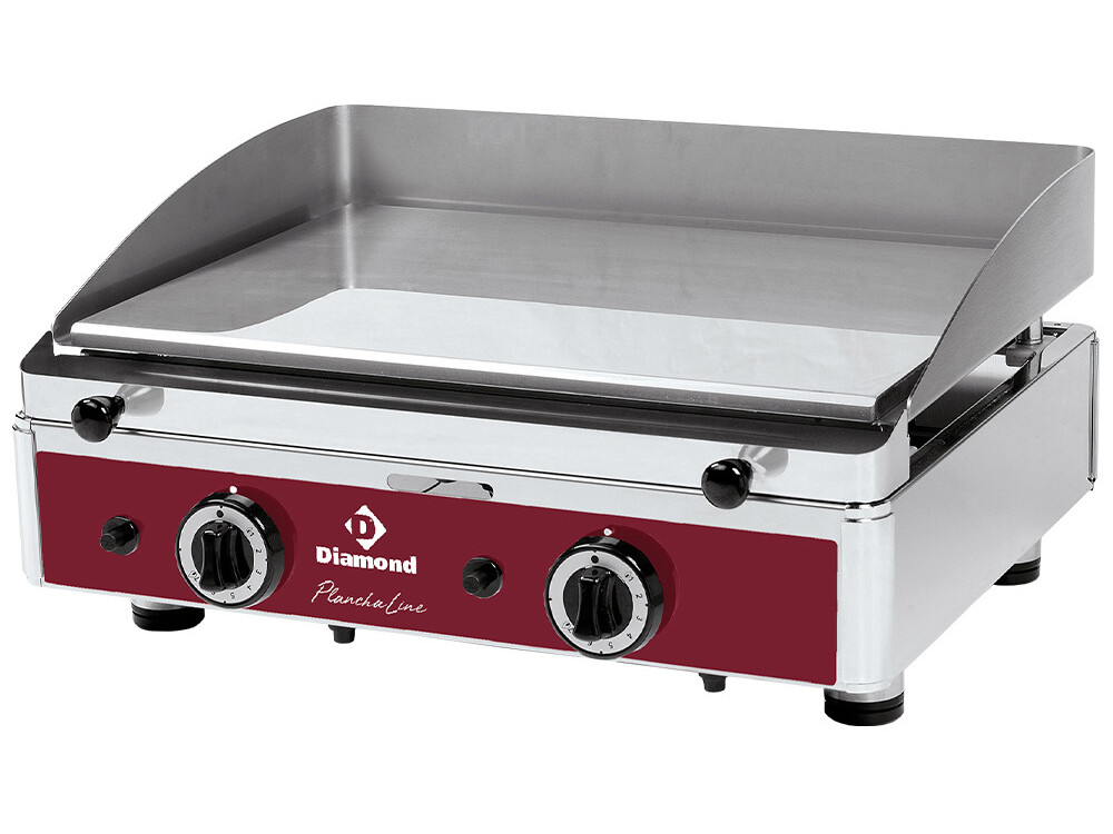 Plaque de cuisson lisse,  chromée,  gaz - professionnel professionnel de qualité