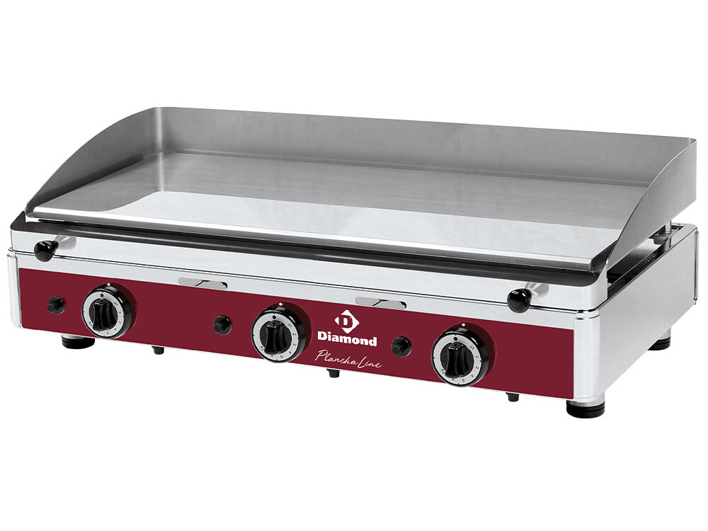 Plaque de cuisson lisse, chromée, gaz - professionnel professionnel de qualité