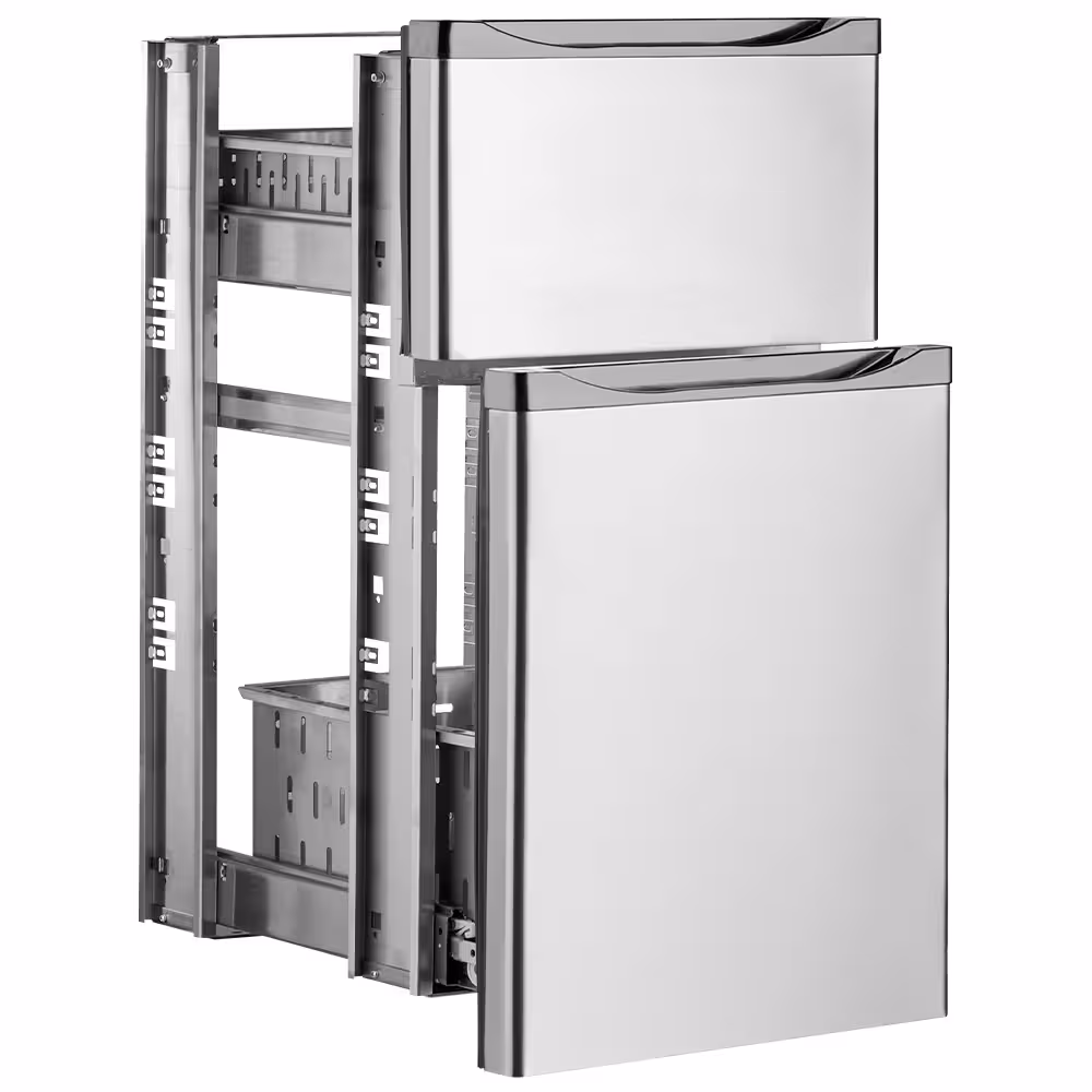 Kit bloc tiroirs,  acier inox,  (1/3+2/3) x ... - cuisine professionnel de qualité