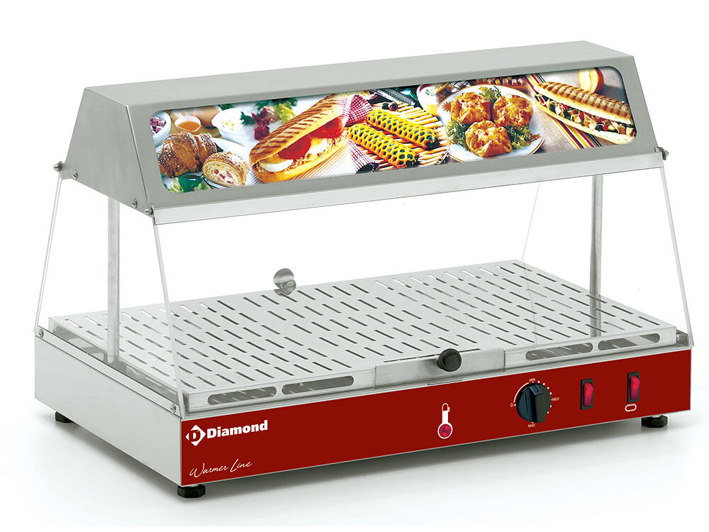 Vitrine chauffante avec bloc lumineux - cuisine professionnel de qualité