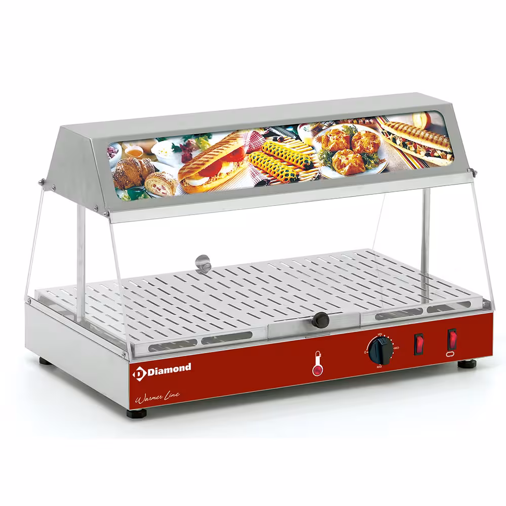 Vitrine chauffante avec bloc lumineux - cuisine professionnel de qualité