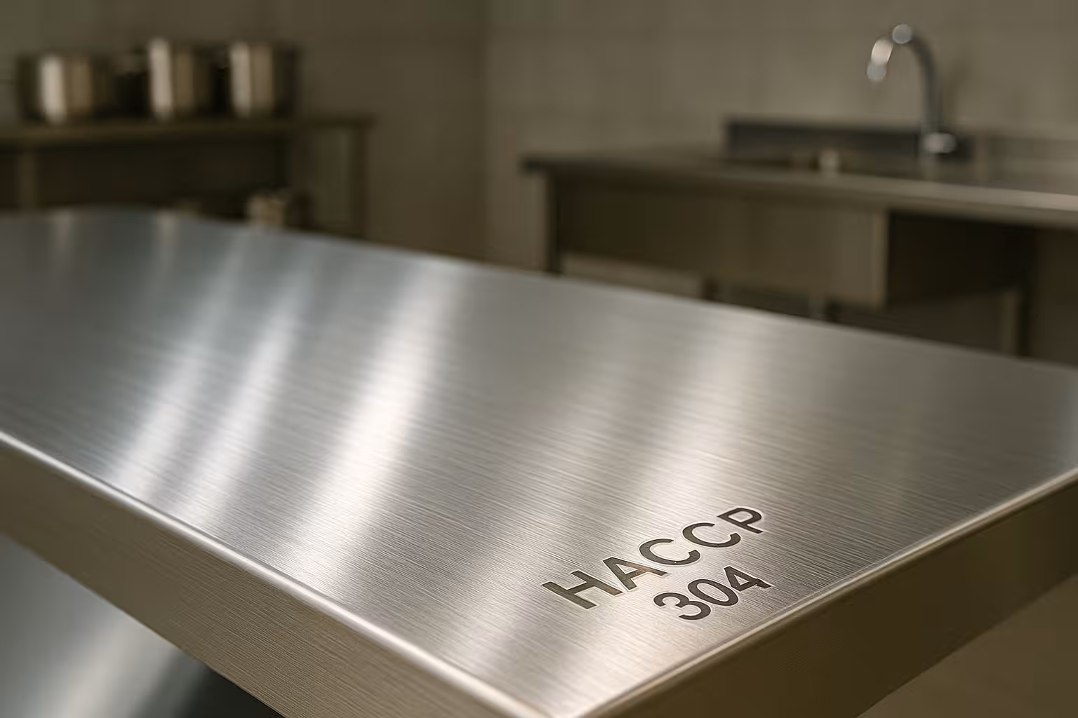 Surface inox professionnelle lisse et hygiénique conforme normes HACCP