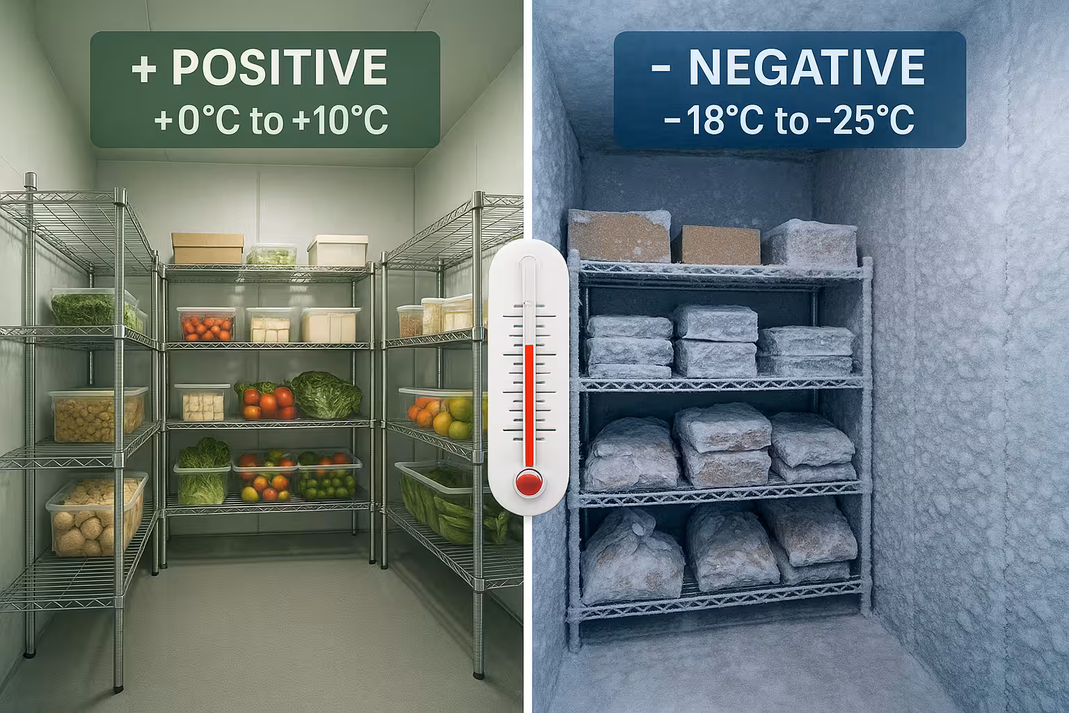 Différence entre chambre froide positive et négative température conservation
