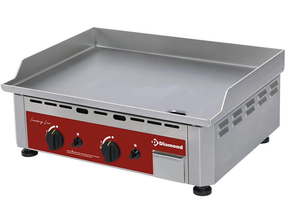 Plaque à snacker gaz, double, surface en acier inox - restauration professionnel de qualité