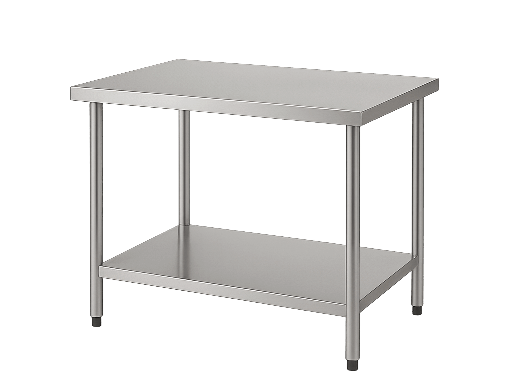Meuble de rangement professionnel en inox sur fond transparent