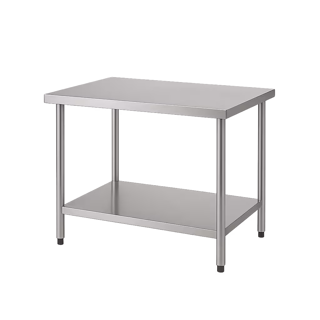 Meuble de rangement professionnel en inox sur fond transparent