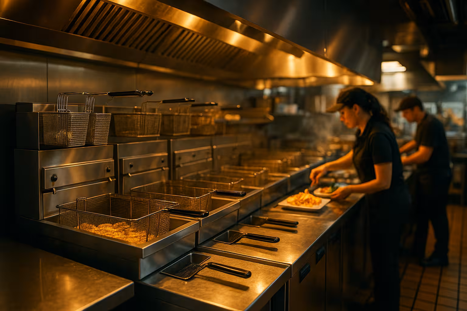 Batterie de friteuses professionnelles à haut débit