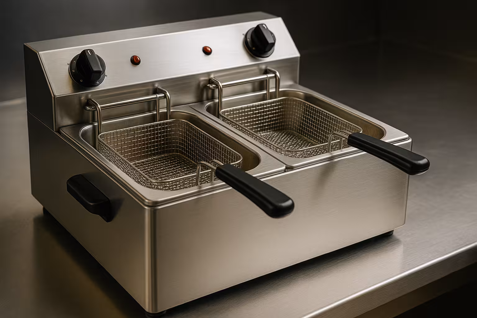 Friteuse professionnelle double cuve en inox