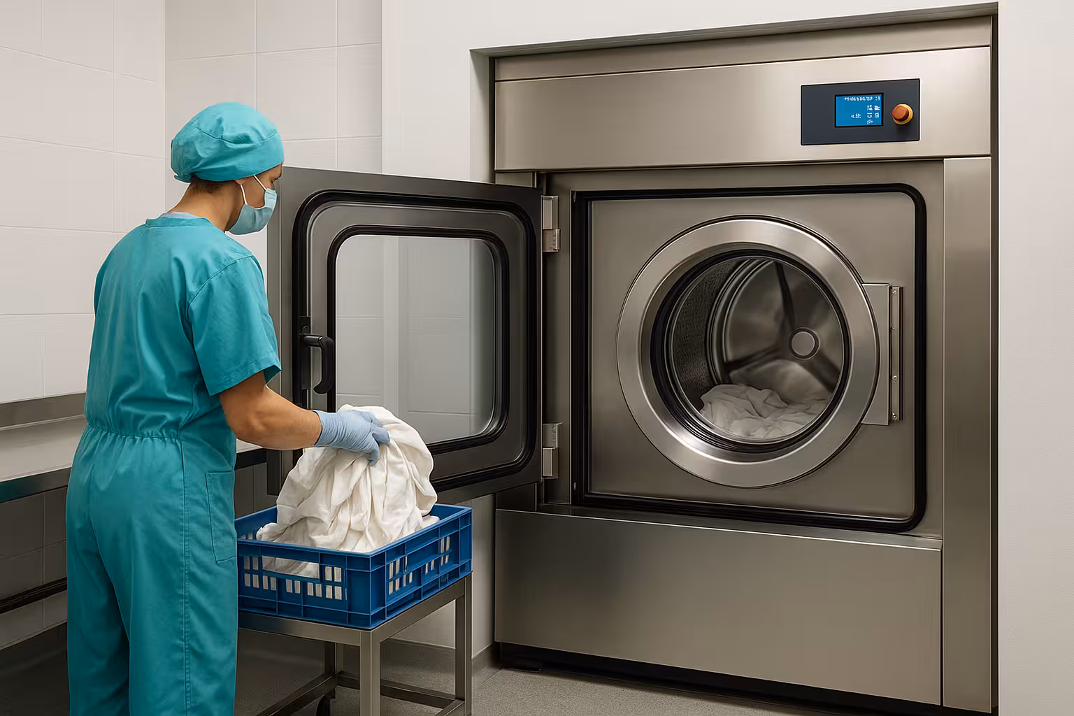 Lave-linge à barrière hygiénique en zone hospitalière