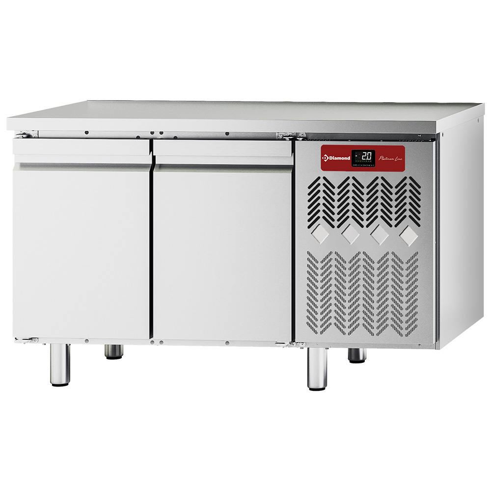 Table frigorifiques ventilée, 2 portes 1/1 - cuisine professionnel de qualité